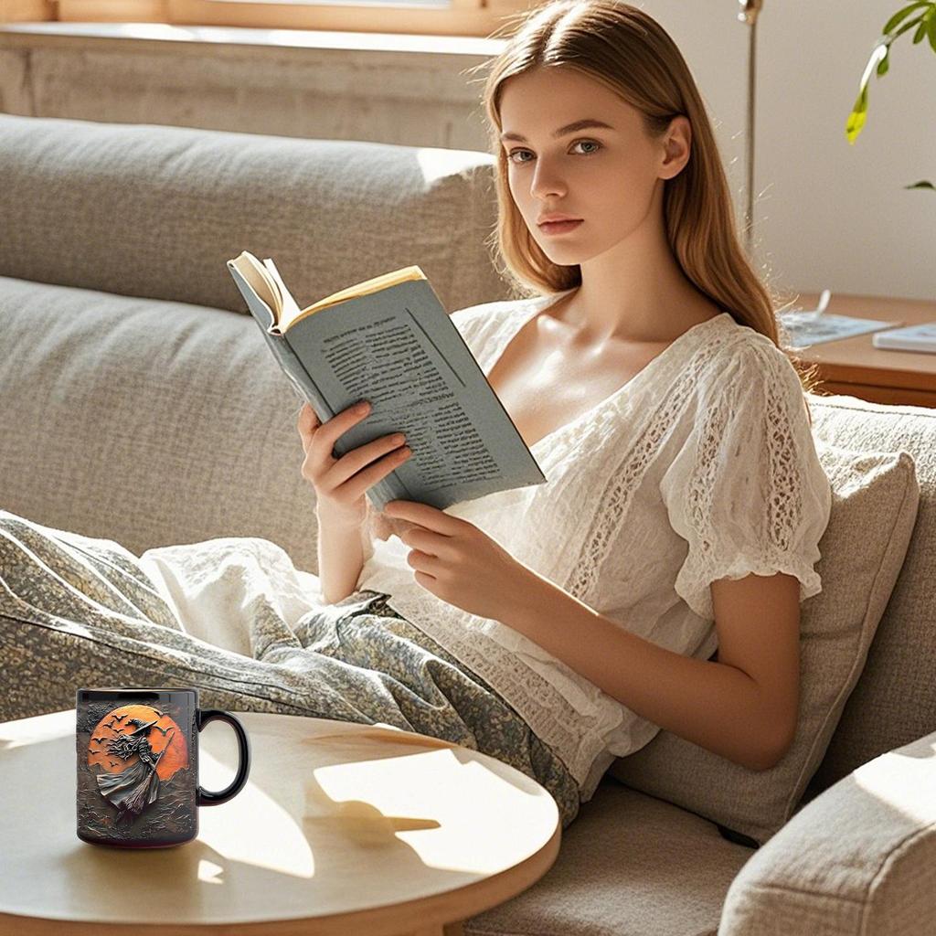 Ведьминская чайная чашка 325 мл Хэллоуинские кружки Керамическая чашка для завтрака Для утренней рутины Вечеринка по случаю дня рождения Досуг выходного дня Моменты релаксации