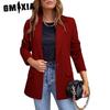 GMXIA Women's Vintage Casual Solid Color Print Spring Autumn Long Sleeve POLO Neck Jackets & Coats