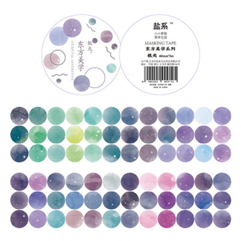 1 roll Watercolor Polka Dot Sticker Junk Journaling Accessories Scrapbooking DIY Color Label Washi Sticker Stationery Suit