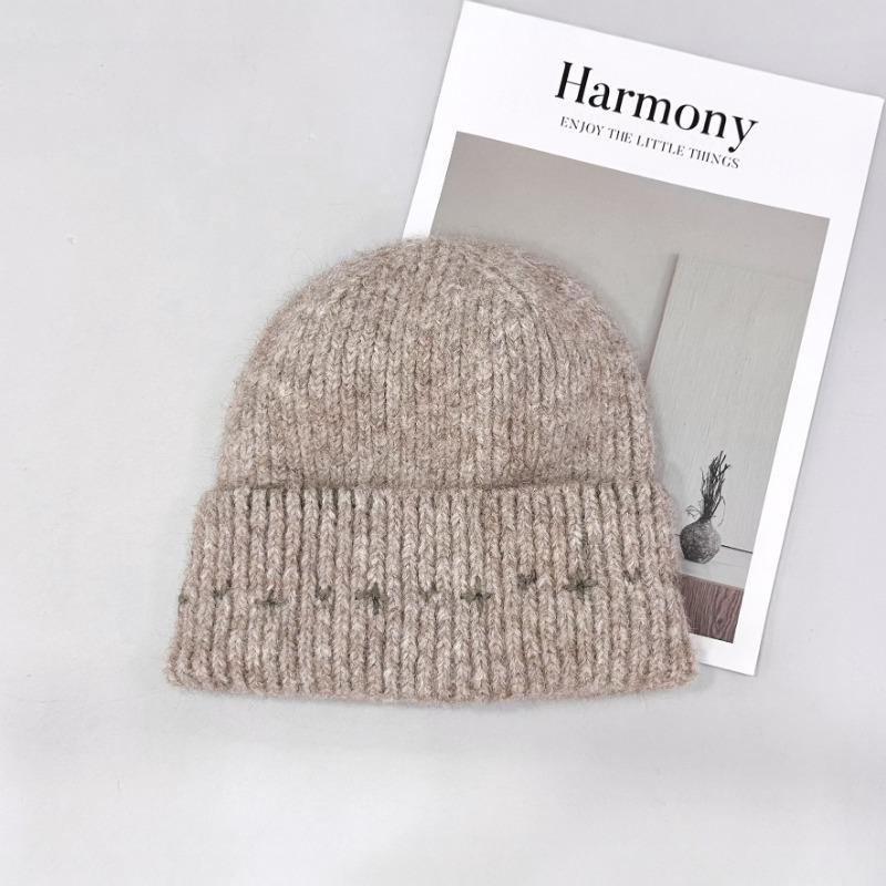 25 Ранняя осень новая шапка из шерсти контрастных цветов с необработанным краем женская новая универсальная теплая шапка вязаный рукав