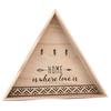[P5260] - Triangle Wooden 'Messages' Key Box (Home Is Where Love Is - 3 Hooks) - 35x31 Cm