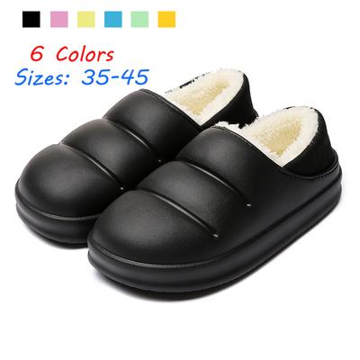 Женские хлопковые тапочки, непромокаемые тапочки на толстой подошве, осенне-зимние теплые нескользящие плюшевые хлопковые туфли