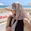 Print Summer Sun Hat Wide Brim Strappy Scarf Hat Portable Scarf Baseball Cap  Girl