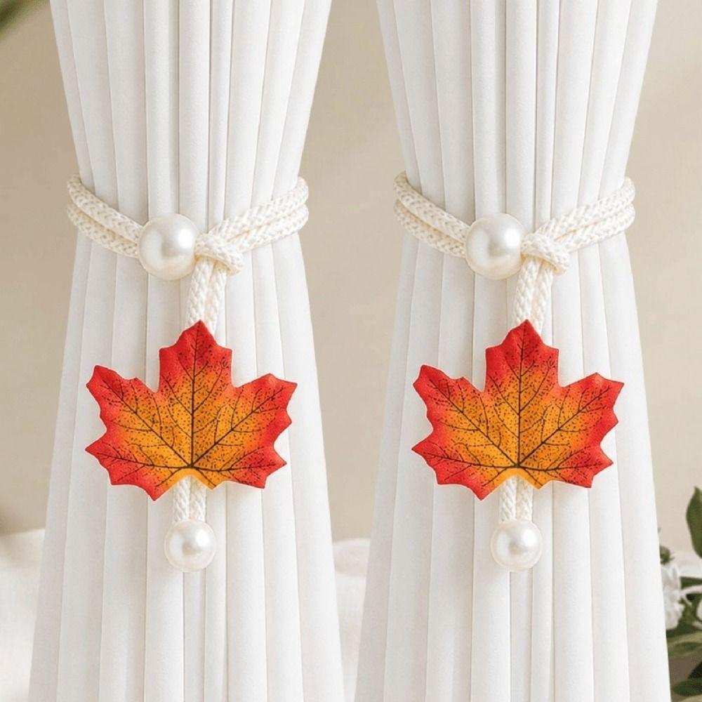 2Pcs/Set Creative Simulated Leaf Curtain Holdback Handcrafted Curtain Holder Curtain Decor