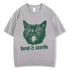 Feral and Sterile Funny Cat Meme Tees Humor Quote Novelty Tshirts Men Women Fashion Oversized Cotton Casual Harajuku Tshirts