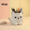 Smooth Surface Pen Holder Holder, Cartoon Cat Shape Desk Organizer, Decorative Odorless Container Stationery for Pencils Gel Pens Makeup Brushes