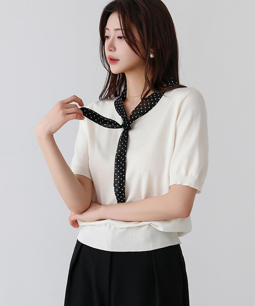 MERCI MARIE Lovely Color Block Dot Tie Knit 112895