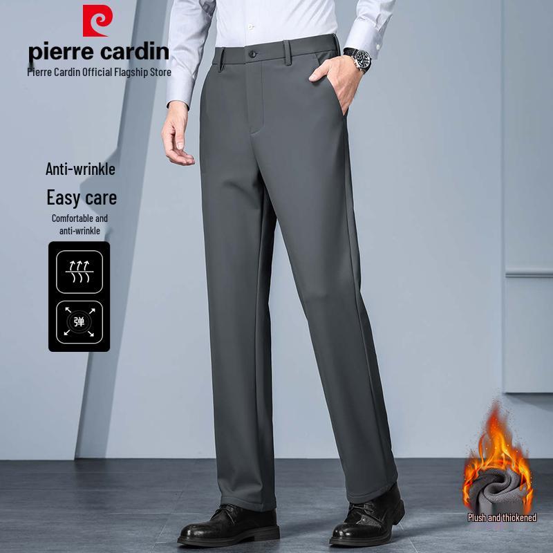 Мужские повседневные брюки Pierre Cardin Plus с бархатной подкладкой, утолщенные, эластичные, прямого кроя