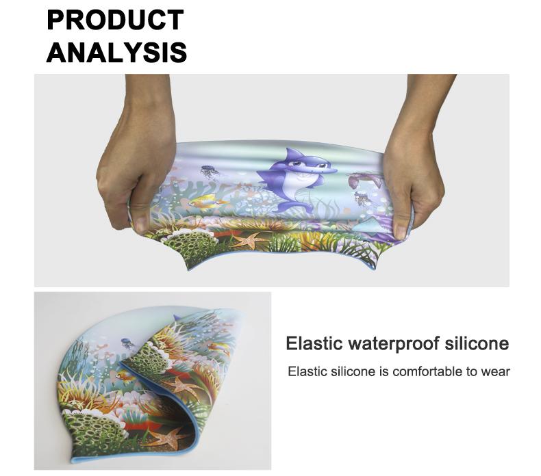 High Elastic Stock Sale Unisex Color Print Swim Hat Custom Silicone Swim Cap for Adult Kids