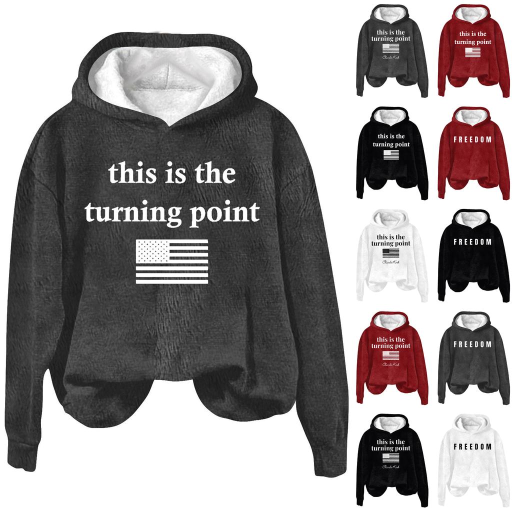 Ladies Fashion Casual Long Sleeve Printed Round Neck Hoodie Pullover Top