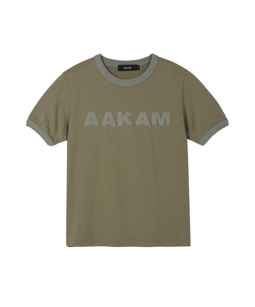 Топ с полосками и нашивкой AAKAM (Хаки-серый)