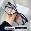 Women'S Finished Myopia Glasses Trendy Anti-Blue Light Optical Computer Eyewear Unisex Fashionable Minus Diopter Glasses 0~ -6.0