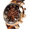 Salvatore Marra Men's Brown Watch, SM19104A-PGBR, Faceted Glass Chronograph with Acetate Strap and Gradient Design