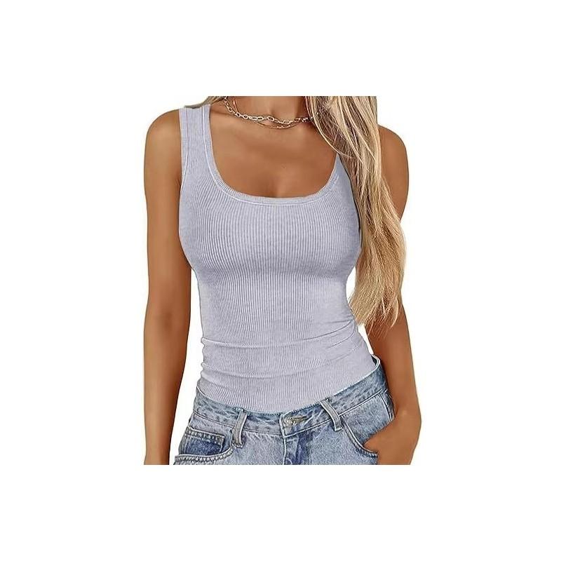 Streetwear Sleeveless Bodycon Tank Top With Square Neck For Casual And Fitness Use