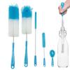 5Pcs/Set Long Handle Bottle Brushes Ergonomic Handle Beer Wine Decanter Bottle Cleaning Scrubber Kit