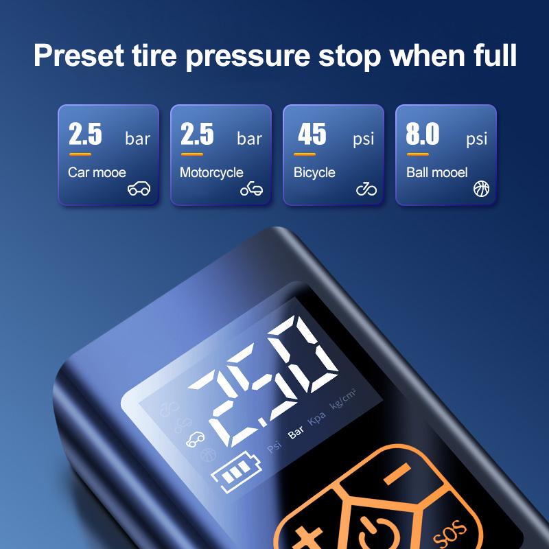 12 В 150PSI насос для накачивания шин 4000 мАч Электрический беспроводной портативный автомобильный воздушный компрессор дисплей для мотоцикла, велосипеда, автомобильные покрышки