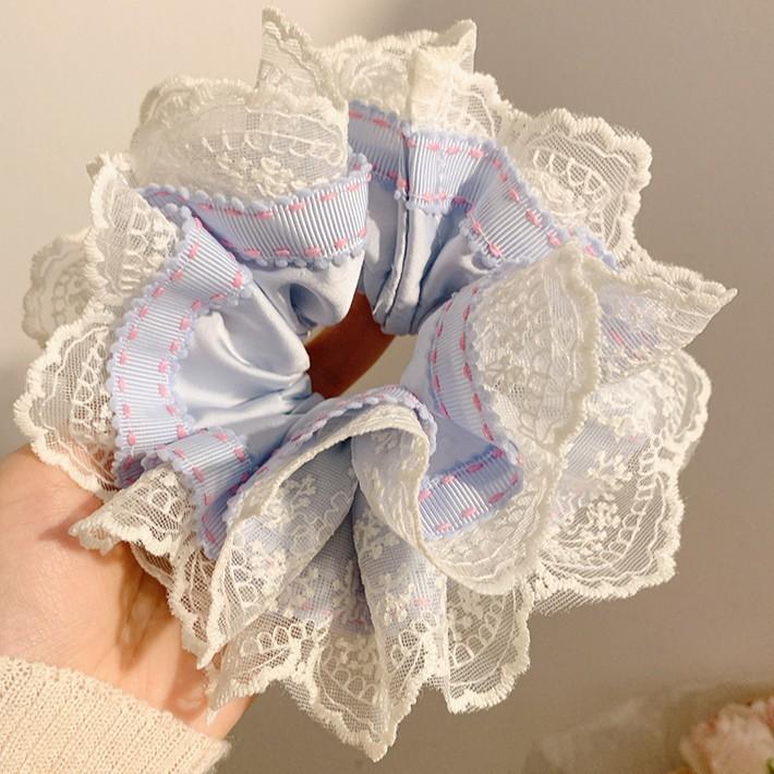 Французская нежно-фиолетовая кружевная большая резинка для волос женская резинка для волос шарообразная голова большая веревка для волос аксессуары для волос