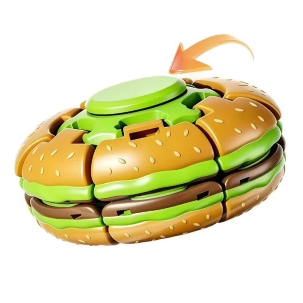 Smooth Rotating Burger Fidget Ball Burger Shape Rotating Gyro Toy  for Boys and Girls
