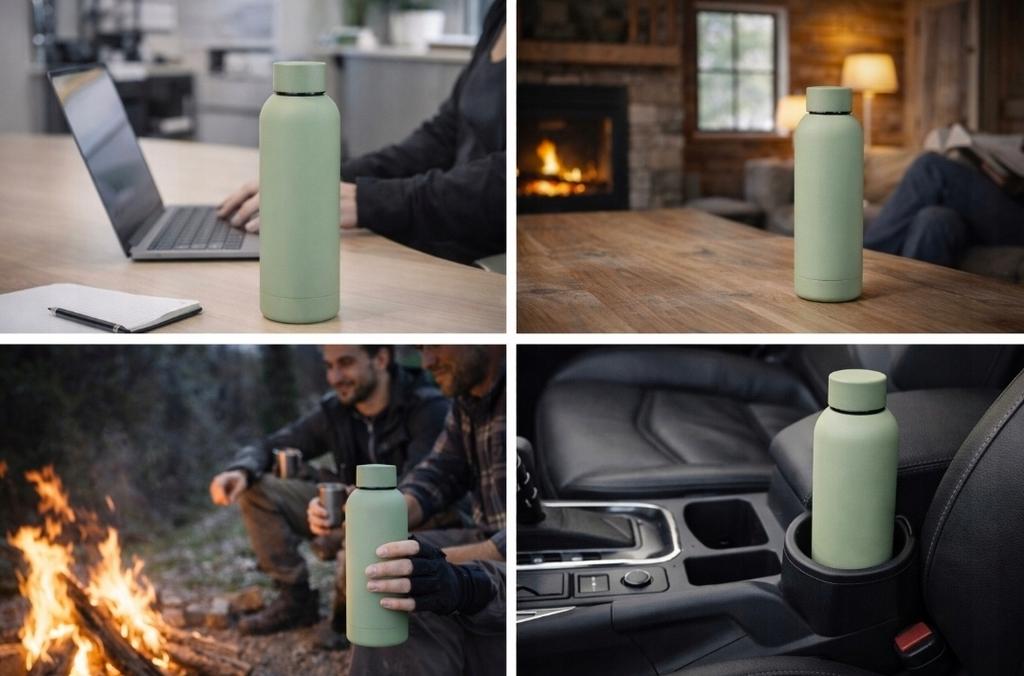 500 steel thermal bottle for hot and cold drinks, green