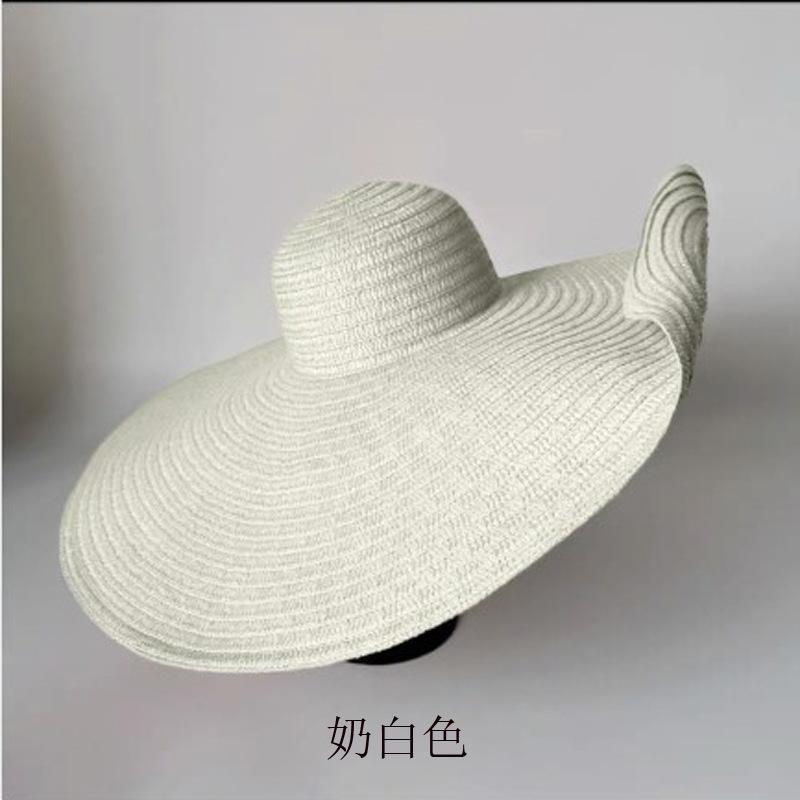 European and American super eaves cm diameter straw hat women's sunscreen travel hat summer dome sun hat