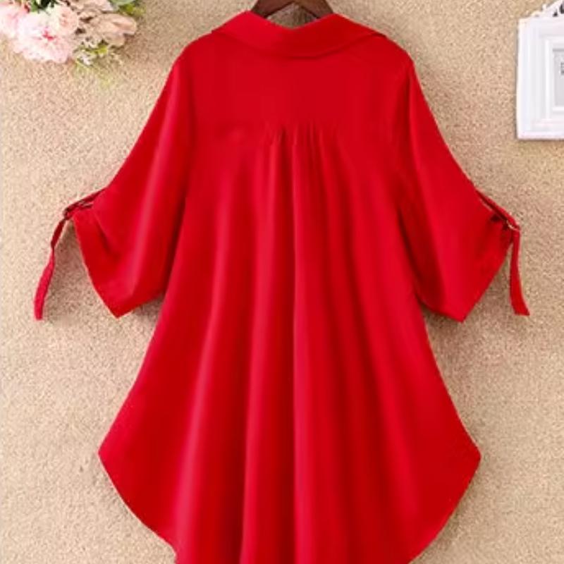 Женская летняя свободная шифоновая рубашка больших размеров средней длины с короткими рукавами, женская шифоновая рубашка для похудения талии