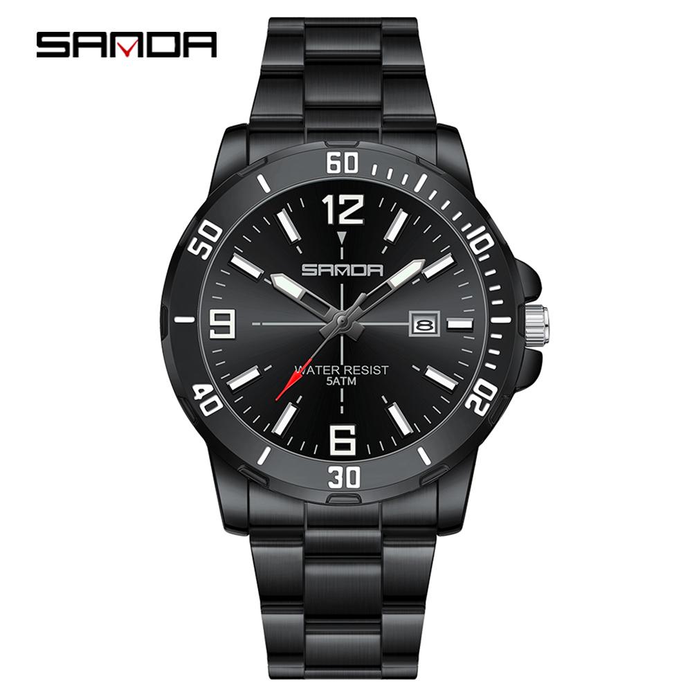 SANDA New 3266 3265 Luxury Men's Watch Large Dial Multi Functional Waterproof Night Light Calendar Men's Quartz Watch