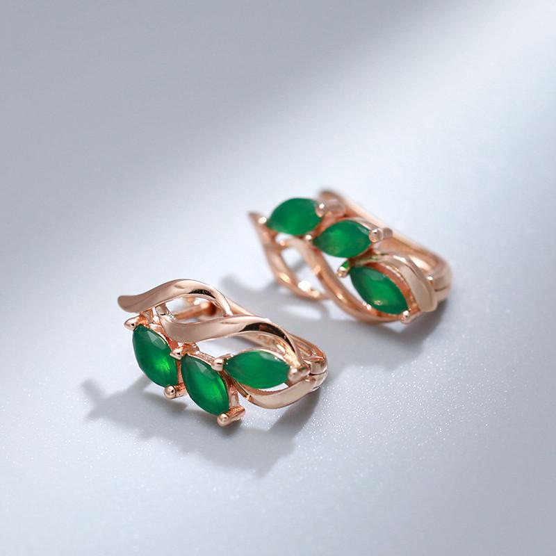 Новые серьги-листья для женщин, роскошные серьги золотого цвета с зеленым цирконом, милые винтажные серьги-капли, ювелирные изделия