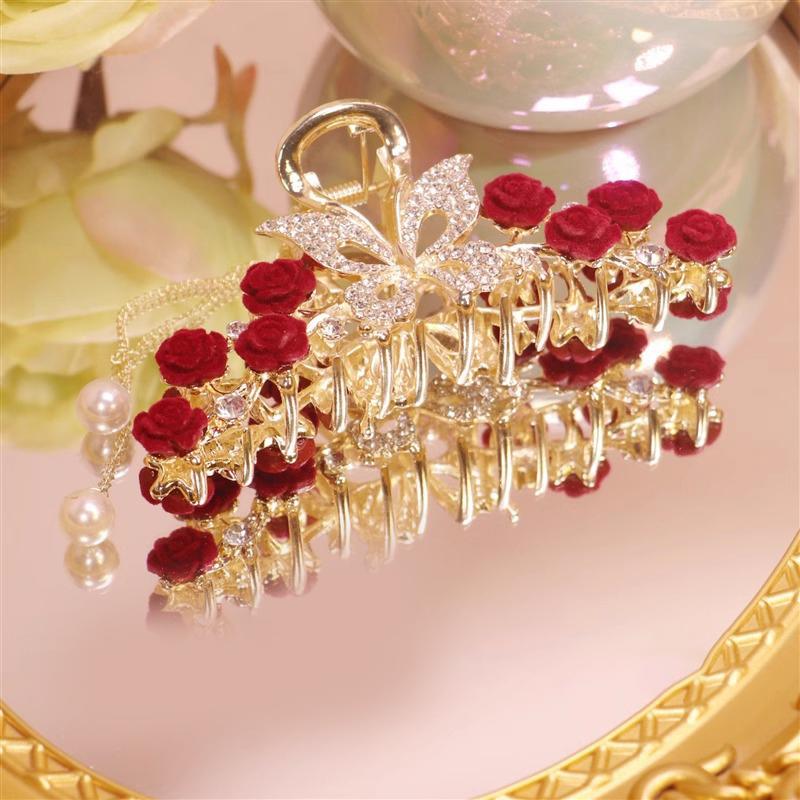 Легкая роскошная заколка для волос со стразами в виде колокольчика орхидеи, кисточки, заколка-когтя для волос в виде акулы, аксессуары для волос