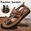 38-48 Casual Summer Breathable Sandals for Men Handmade Hollow Out Flat Leather Sandals Beach Shoes Wading Sandals Genuine Fashion Oxfords