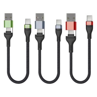 35см Плетеный Короткий Кабель 60Вт USB+USB C к Type C Быстрая Зарядка Кабель для Передачи Данных для Пауэрбанка Камеры Аксессуары для Мобильного Телефона