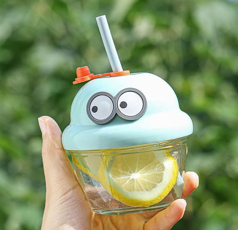 Стеклянная кружка, дорожная бутылка для напитков, модная, 210 мл, дорожная бутылка с трубочкой