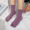 Candy Color Split Toe Cotton Ruffles Two Finger Socks Hosiery Two Toe Socks Middle Tube Socks