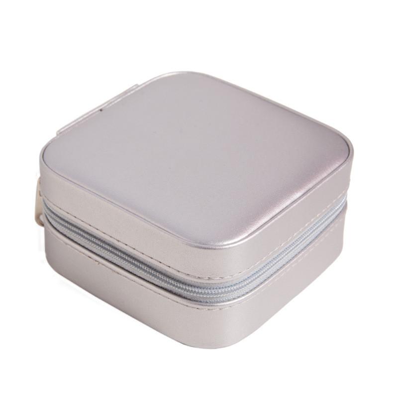 Classic Leather Jewelry Box With Mirror For Earrings And Rings Storage