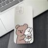 Мультяшный Милый Кролик Медведь Парный Чехол для Телефона Для IPhone 13 11 12 15 16 Pro Max Mini X XS XR 14 Plus Чехол для Влюбленных Funda Shell