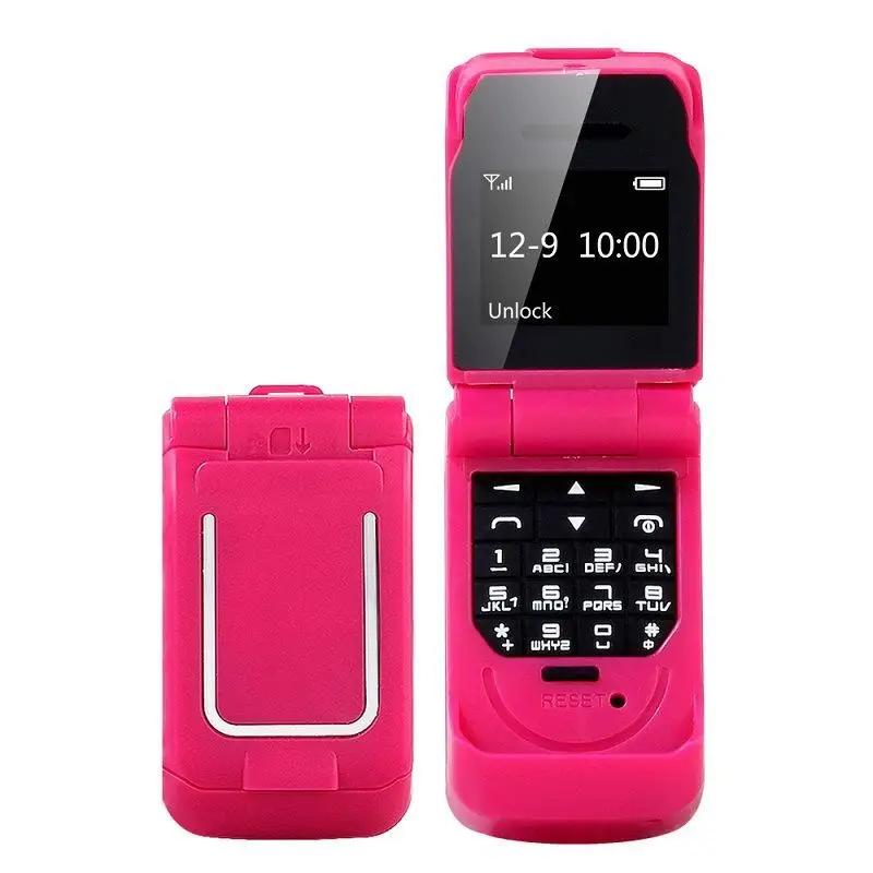 0.66"Мини раскладной мобильный телефон Самый маленький раскладной FM Беспроводной Bluetooth 3.0 Набор номера Громкая связь Наушник Телефон с одной SIM-картой