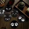 6 Pieces of Wooden Cat Paw Coasters, 2D Art Coasters, Heat-resistant Mosaic Mug Coasters, for Homes and Cafes, 3.9 Inches