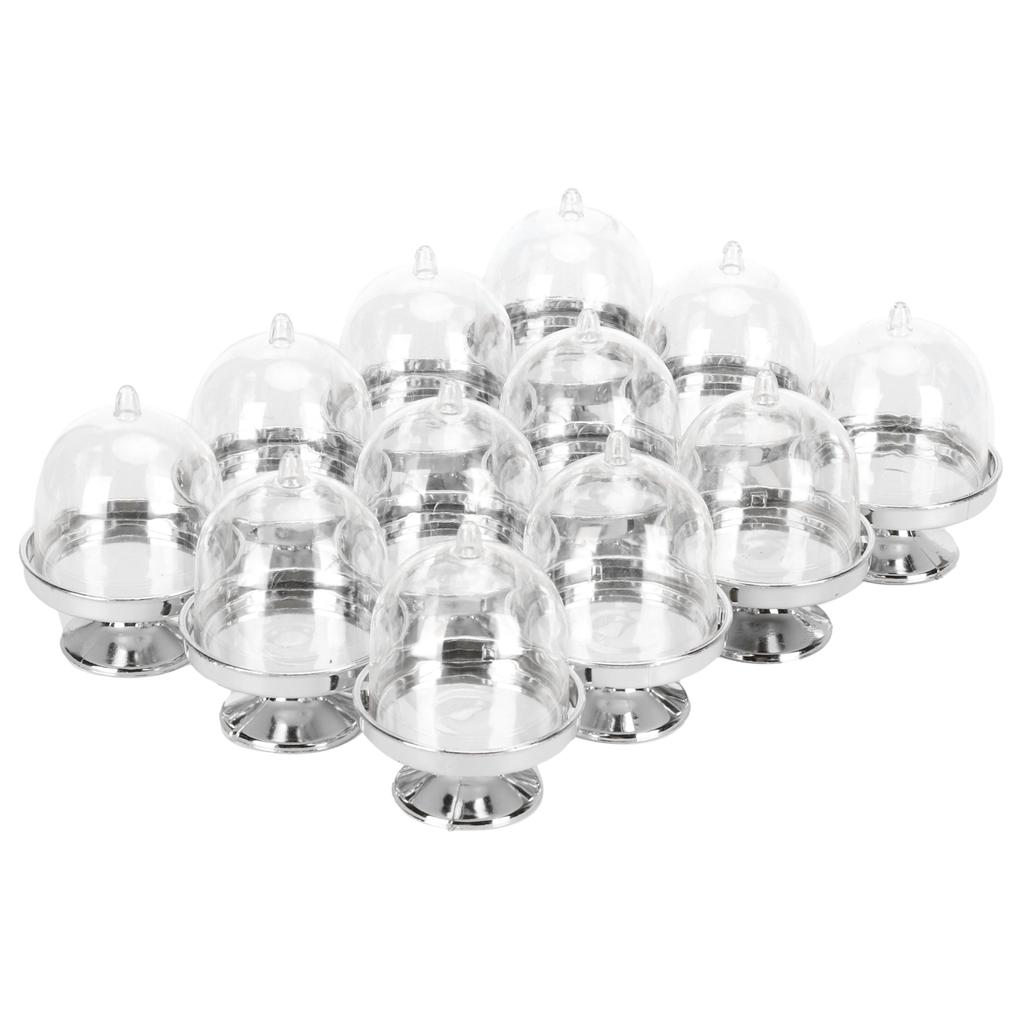 12 наборов мини-коробок для конфет, подставка для торта, кексов, конфет, подставка с крышкой, праздничные атрибуты, серебристое дно