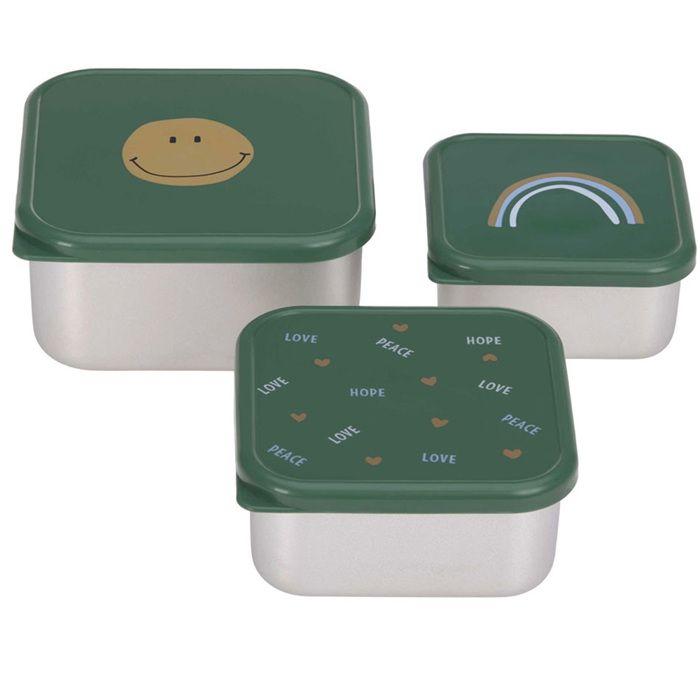 Lot de 3 boites gigognes en inox Happy Rascals Smile - LASSIG