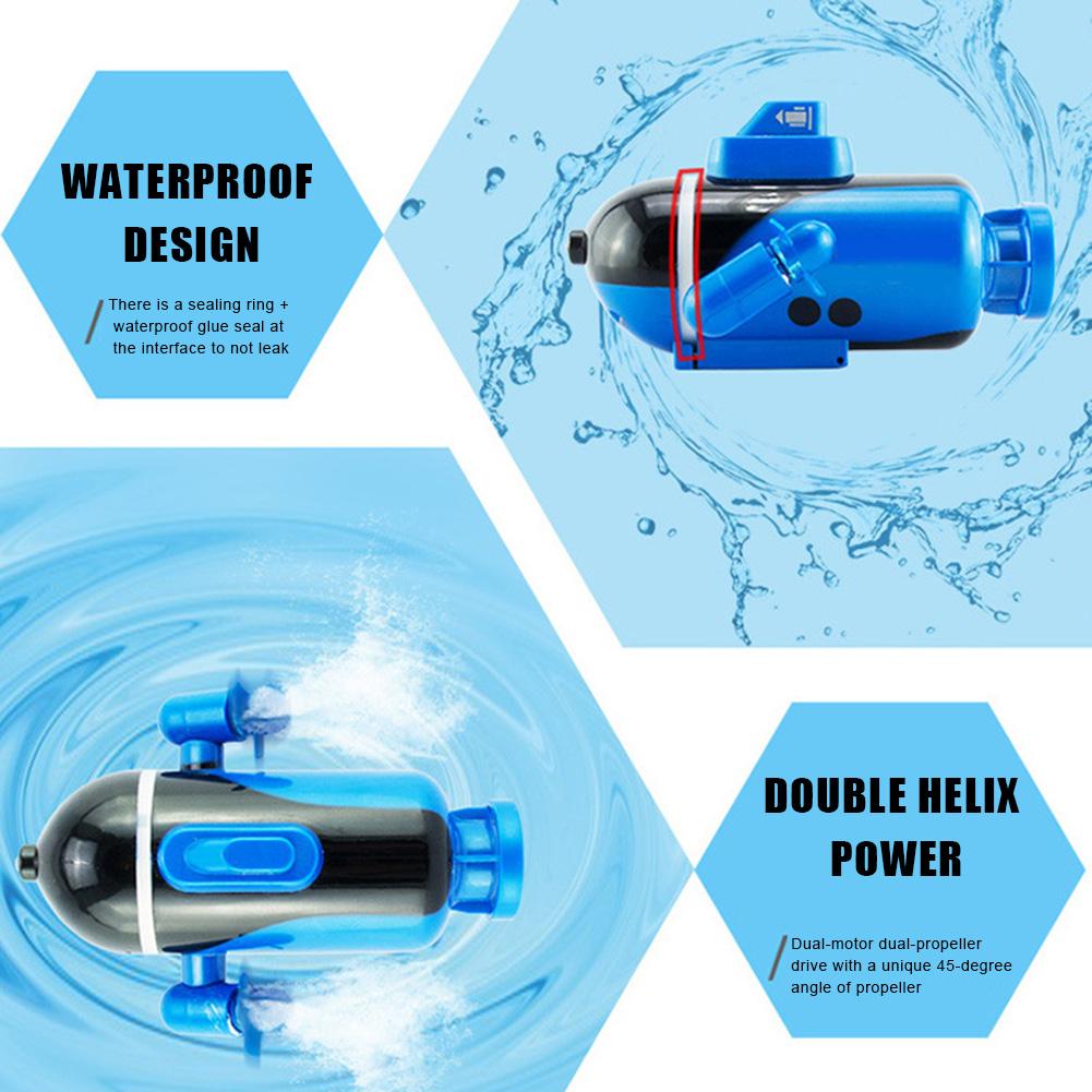 Remote Control Boat Mini Multifunctional Durable RC Boat Electric Ship Toy Glowing Submarine Model for Fish Tanks