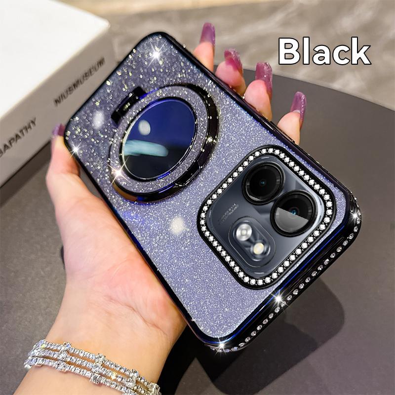 KEYSION Роскошный блестящий магнитный чехол с драгоценностями для телефона Infinix Hot 50i, чехол-подставка с зеркалом для макияжа, противоударный чехол для Infinix Smart 9