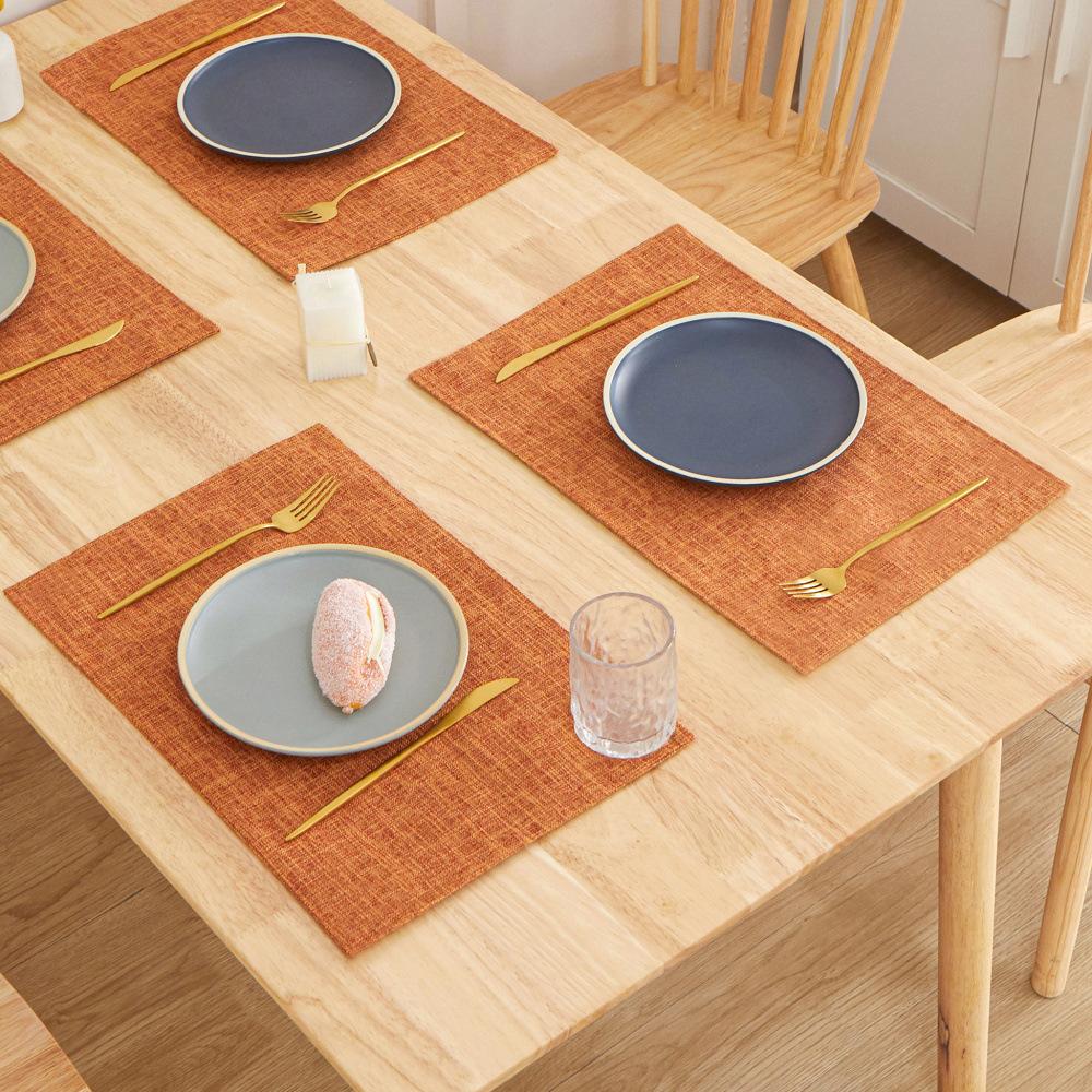 2pcs Scandinavian Ins Style Linen Solid Colour Placemats Fabric Heat Insulation Table Mats Western Food Coasters Napkins