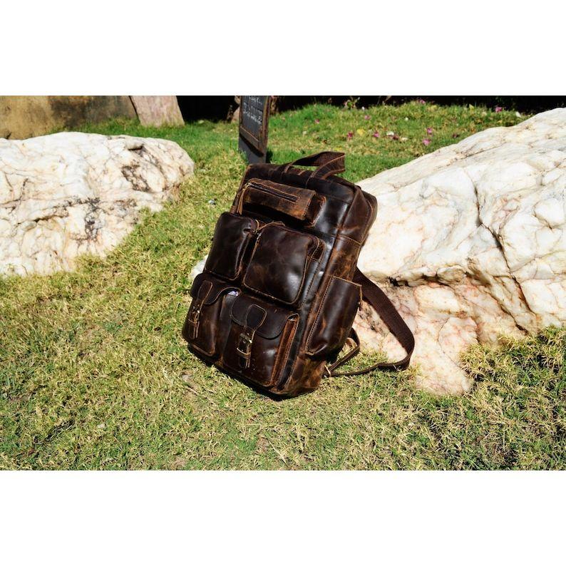 Кожаный рюкзак 17 дюймов, дорожный рюкзак, винтажная сумка для ноутбука, туристический школьный рюкзак для колледжа, уличный рюкзак на плечо для мужчин и женщин