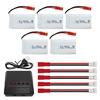 Sea Jump 5-Piece 3.7V 800mAh Lithium-Ion Remote Control Drone and 5-in-1 Charger with JST Plug Compatible with SYMA X56W, MJX X400W, X300C, X800,