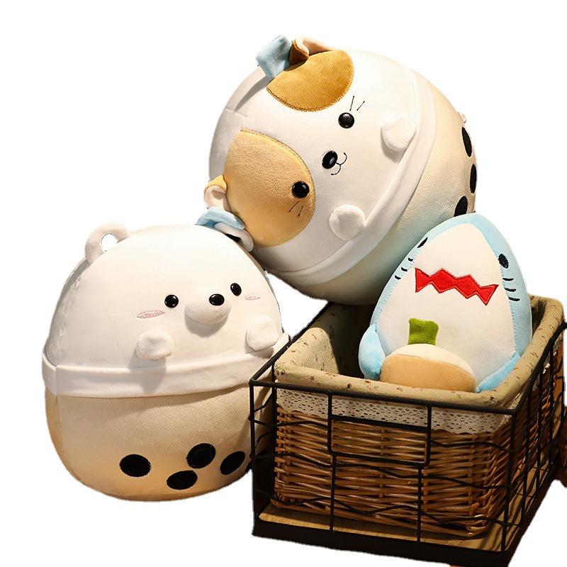 Милый Плюшевый Игрушечный Стаканчик для Бабл-чая с Шариками Squishmallow Медведь Акула Кошка
