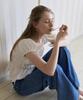 LETTERA Shirring Knit Half Blouse