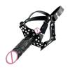 Double Black Dildo Mouth Gag Head Harness Pegging Strap On Restraints Strap Ons