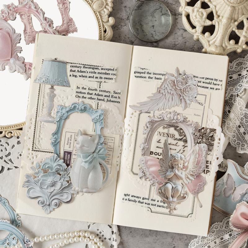 10 Sheets Vintage Hollow Border Decorative Card, Retro Design, for Journal & Scrapbooking Decoration