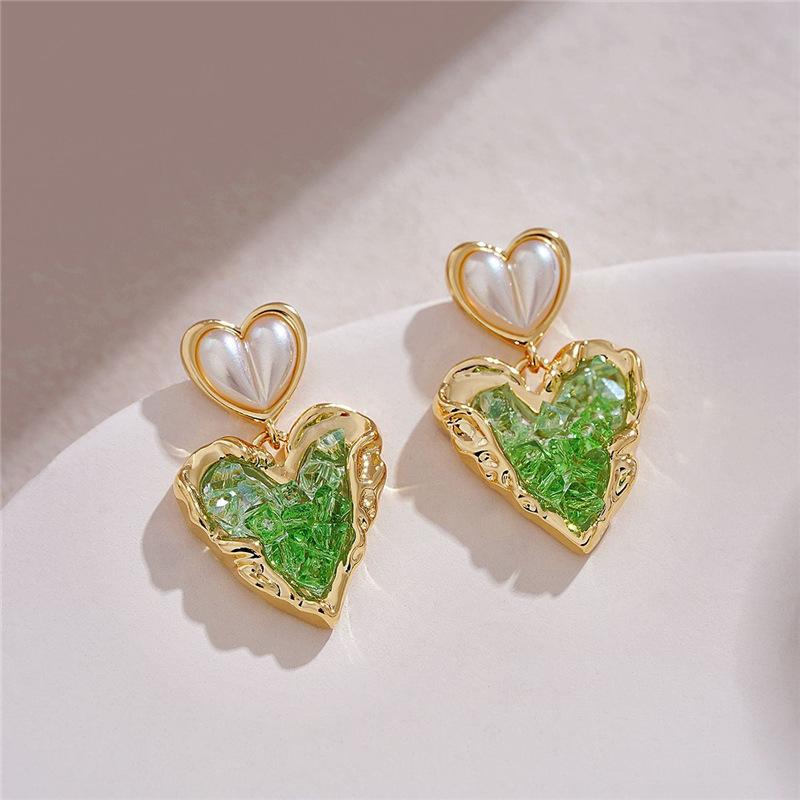 Роскошные серьги-гвоздики с кристаллами в форме сердца для женщин и девушек, французские винтажные серьги 2025 года, модные корейские свадебные романтические ювелирные изделия, подарки