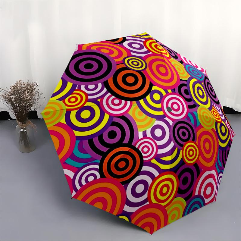1pc Colorful Circles Folding Umbrella, Durable, Suitable for Outdoor Activities or Rain, Suitable for Commuting yy251027130
