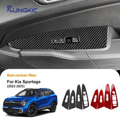 Для Kia Sportage 2022 2023 2024 2025 Наклейка из настоящего мягкого углеродного волокна Панель отделки кнопок стеклоподъемника LHD Аксессуары для интерьера автомобиля
